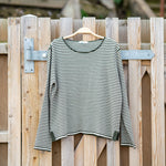 COLLEN & CLARE Easton Cotton Stripe Jumper in Fir Green/Fleck Natural