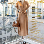 ROSSO35 Tie Midi Dress in Tobacco