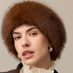 HELEN MOORE Faux Sheepskin Huff Headband in Chestnut