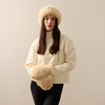 HELEN MOORE Faux Sheepskin Huff Headband in Cream