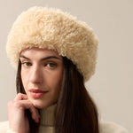 HELEN MOORE Faux Sheepskin Huff Headband in Cream