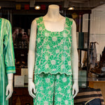 FOIL Flower-Ful Broderie Anglaise Sleeveless Shell Top in Green