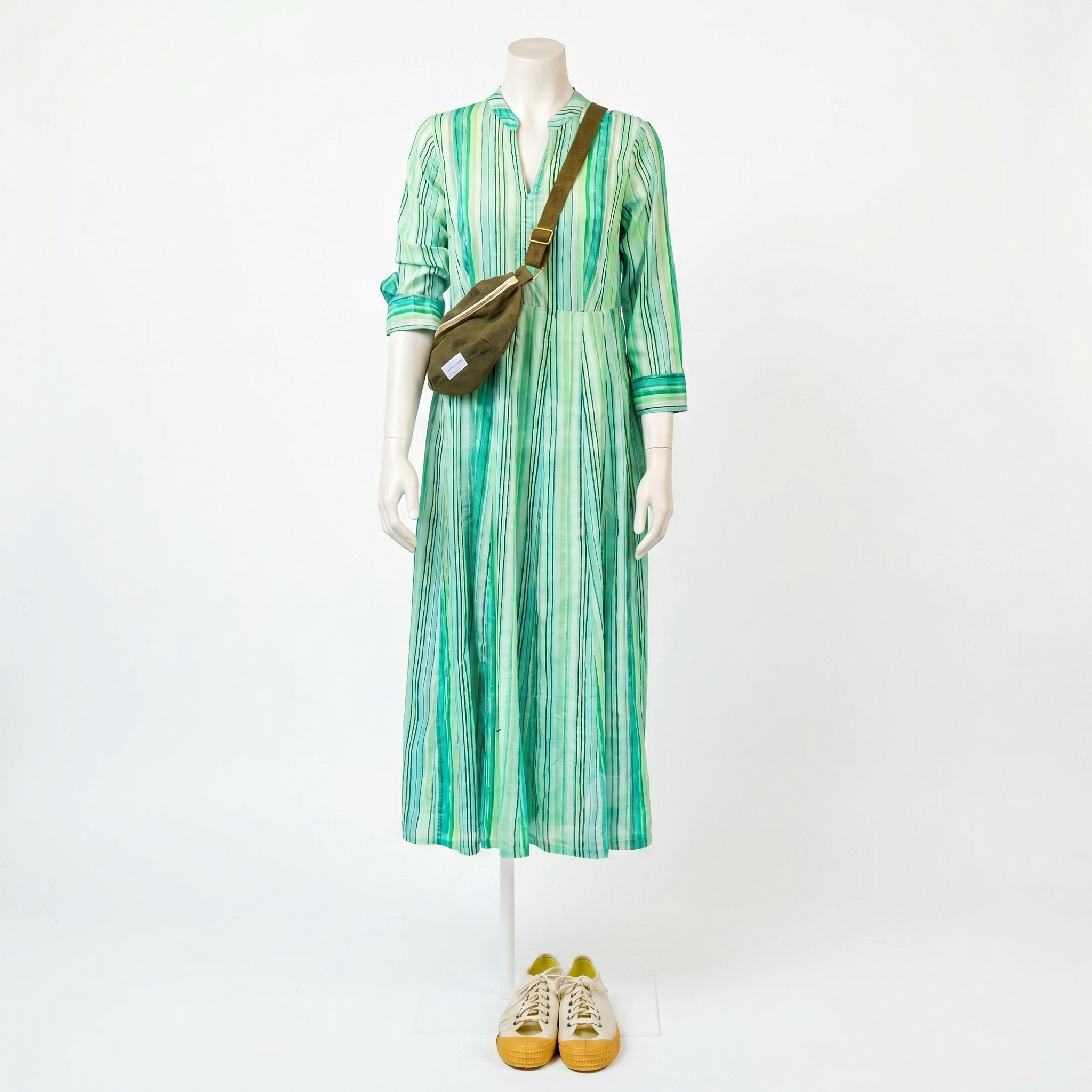 FOIL Cruisin Cotton Shirt Dress in Green