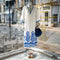 GREEK ARCHAIC KORI Long Feather Embroidered Bell Sleeve Dress in White/Blue