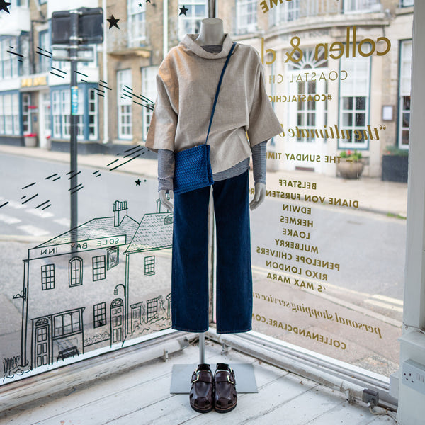 COLLEN & CLARE Linen High Collar Top in Undyed