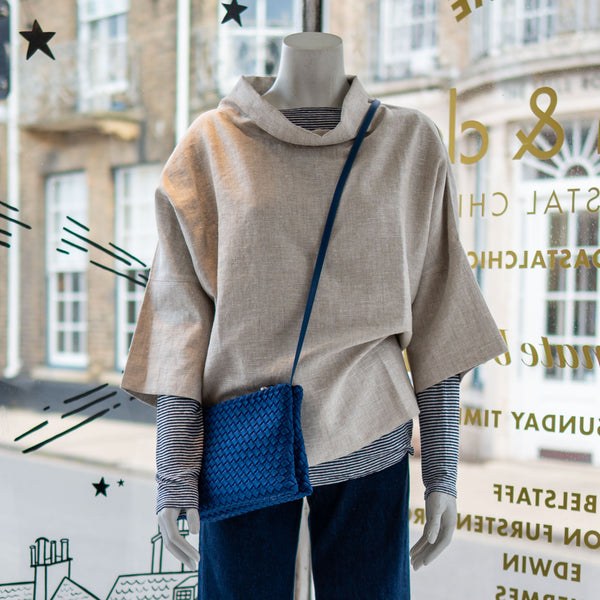 COLLEN & CLARE Linen High Collar Top in Undyed