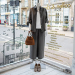 COLLEN & CLARE Linen Wide Leg Trousers in Fir Green