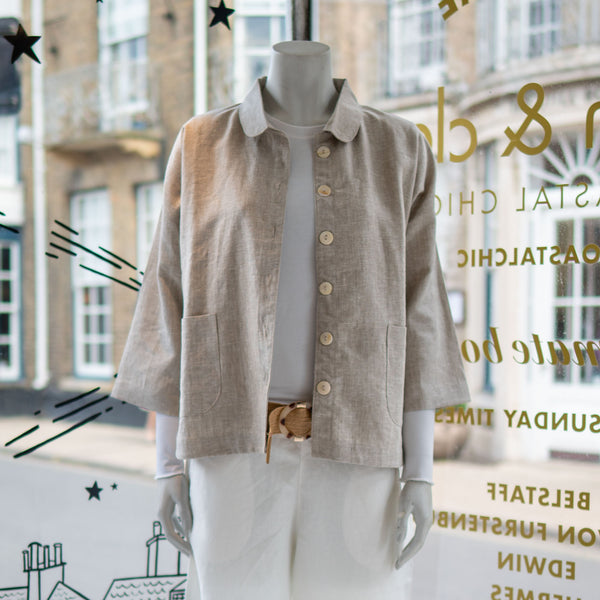 COLLEN & CLARE Linen 3/4 Sleeve Jacket in Undyed