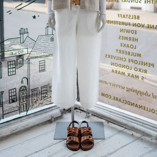 COLLEN & CLARE Linen Wide Leg Trousers in Ivory