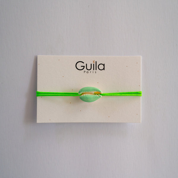 GUILA PARIS Shell Bracelet in Sequinned Water Green