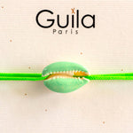 GUILA PARIS Shell Bracelet in Sequinned Water Green