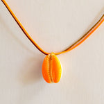 GUILA PARIS Cord Shell Necklace in Orange