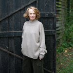 COLLEN & CLARE Roger Roll Neck Cashmere and Lambswool Jumper in Stone Marl