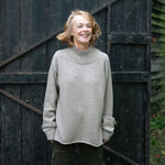 COLLEN & CLARE Roger Roll Neck Cashmere and Lambswool Jumper in Stone Marl