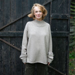COLLEN & CLARE Roger Roll Neck Cashmere and Lambswool Jumper in Stone Marl