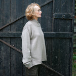 COLLEN & CLARE Roger Roll Neck Cashmere and Lambswool Jumper in Stone Marl