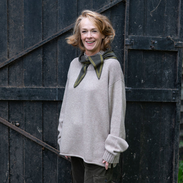COLLEN & CLARE Bontie Cashmere and Lambswool Scarf in Fir Green/Moss Marl
