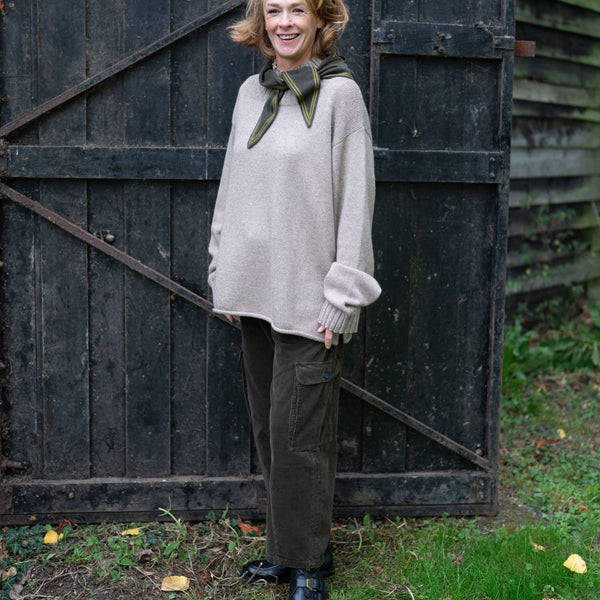 COLLEN & CLARE Bontie Cashmere and Lambswool Scarf in Fir Green/Moss Marl