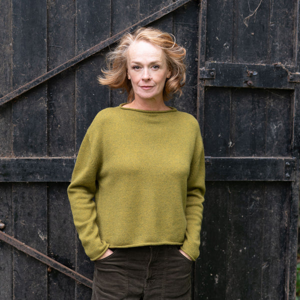 COLLEN & CLARE Pea Crop Cashmere and Lambswool Jumper in Moss Marl