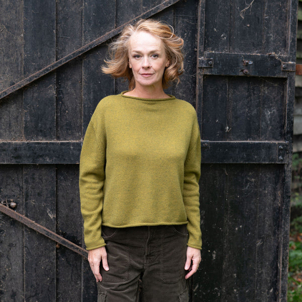 COLLEN & CLARE Pea Crop Cashmere and Lambswool Jumper in Moss Marl