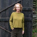 COLLEN & CLARE Pea Crop Cashmere and Lambswool Jumper in Moss Marl