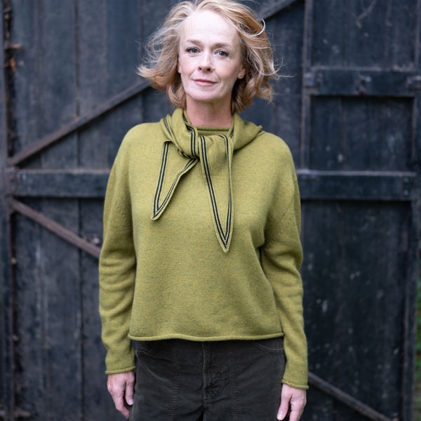 COLLEN & CLARE Bontie Bandana Scarf in Moss Marl/Black