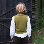 COLLEN & CLARE Mina Cashmere and Lambswool Sleeveless Cardigan in Moss Marl