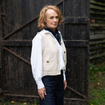 COLLEN & CLARE Mina Cashmere and Lambswool Sleeveless Cardigan in Birch