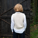 COLLEN & CLARE Mina Cashmere and Lambswool Sleeveless Cardigan in Birch