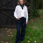 COLLEN & CLARE Mina Cashmere and Lambswool Sleeveless Cardigan in Birch