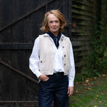 COLLEN & CLARE Mina Cashmere and Lambswool Sleeveless Cardigan in Birch