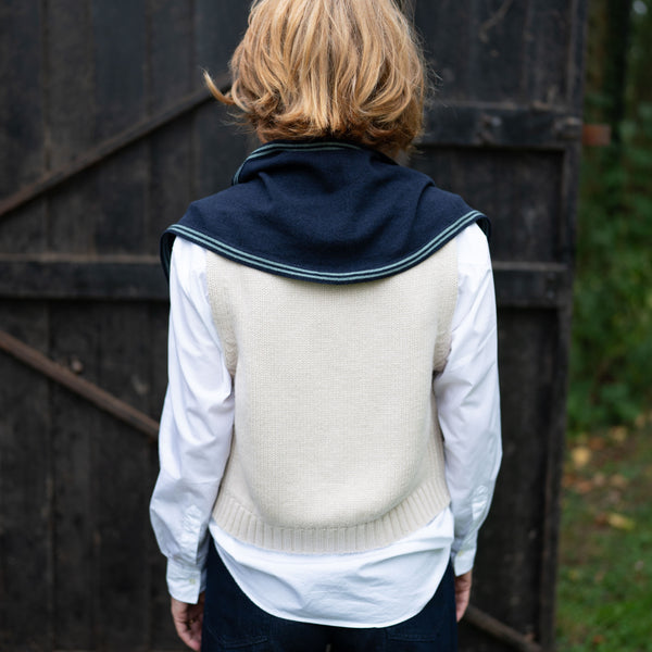 COLLEN & CLARE Bontie Cashmere and Lambswool Scarf in Navy Marl/Pine Marl