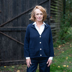 COLLEN & CLARE Blaze Cashmere and Lambswool Collar Cardigan in Navy Marl