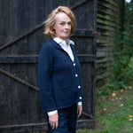 COLLEN & CLARE Blaze Cashmere and Lambswool Collar Cardigan in Navy Marl