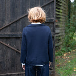 COLLEN & CLARE Blaze Cashmere and Lambswool Collar Cardigan in Navy Marl