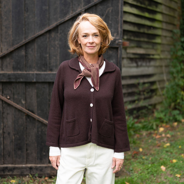 COLLEN & CLARE Bontie Cashmere and Lambswool Scarf in Chestnut/Burgundy