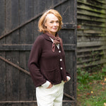 COLLEN & CLARE Blaze V-Neck Cashmere and Lambswool Cardigan in Bitter Chocolate
