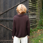 COLLEN & CLARE Blaze V-Neck Cashmere and Lambswool Cardigan in Bitter Chocolate