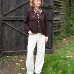 COLLEN & CLARE Blaze V-Neck Cashmere and Lambswool Cardigan in Bitter Chocolate