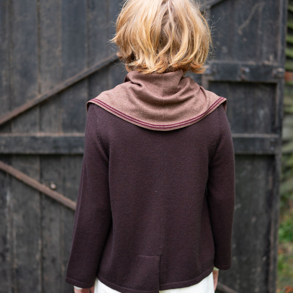 COLLEN & CLARE Bontie Cashmere and Lambswool Scarf in Chestnut/Burgundy