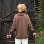 COLLEN & CLARE Froyo V-Neck Collar Cashmere and Wool Jumper in Chestnut