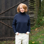COLLEN & CLARE Amira Roll Neck Cashmere and Wool Jumper in Navy