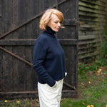 COLLEN & CLARE Amira Roll Neck Cashmere and Wool Jumper in Navy