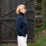 COLLEN & CLARE Amira Roll Neck Cashmere and Wool Jumper in Navy