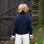 COLLEN & CLARE Amira Roll Neck Cashmere and Wool Jumper in Navy
