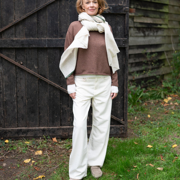 COLLEN & CLARE Gap Large Wrap Scarf in Natural/Forest Green