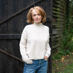 COLLEN & CLARE Baylee Cashmere and Lambswool Funnel Neck Jumper in Birch