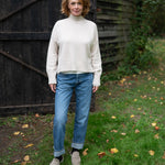 COLLEN & CLARE Baylee Cashmere and Lambswool Funnel Neck Jumper in Birch