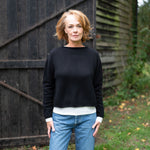 COLLEN & CLARE Pea Crop Cashmere and Wool Jumper in Black