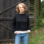COLLEN & CLARE Pea Crop Cashmere and Wool Jumper in Black